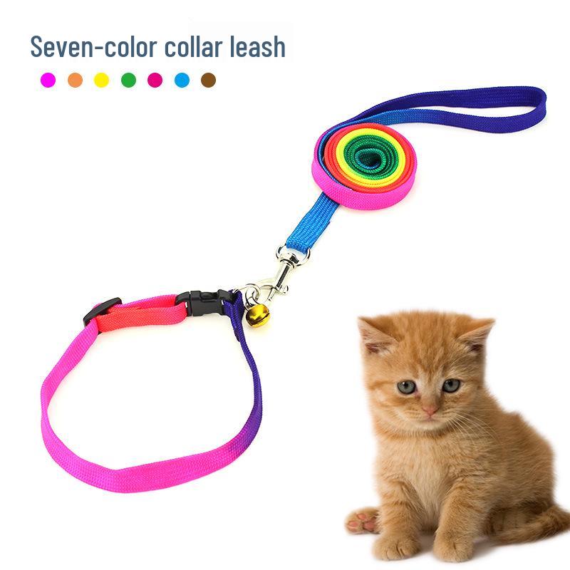 

Colorful Round Rope Pet Leash & Collar, Cat Harness, Dog Walking Chain Small