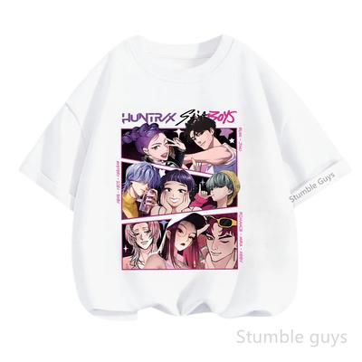 Kids Kpop Demon Hunters T-Shirt Anime Clothes Short Sleeve Casual Fashion Summer Boys Girls