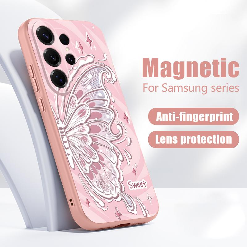 Fantastic Butterfly Print Case For Samsung S26 Edge S25 FE S24 Plus S23 S22 Ultra A15 A16 A17 A35 A36 A37 A54 A55 A56 A57 5G Magnetic Matte Cover