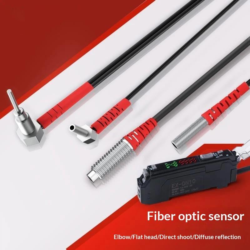 Fiber Optic Sensor Probe Diffuse Reflection M3-M6 1M Cable Wide Detection Range Photoelectric Switch for Long Distance Sensing