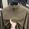 Men's Double-Sided Brushed Cationic Long-Sleeve Half-High Collar Zipper Sweatshirt