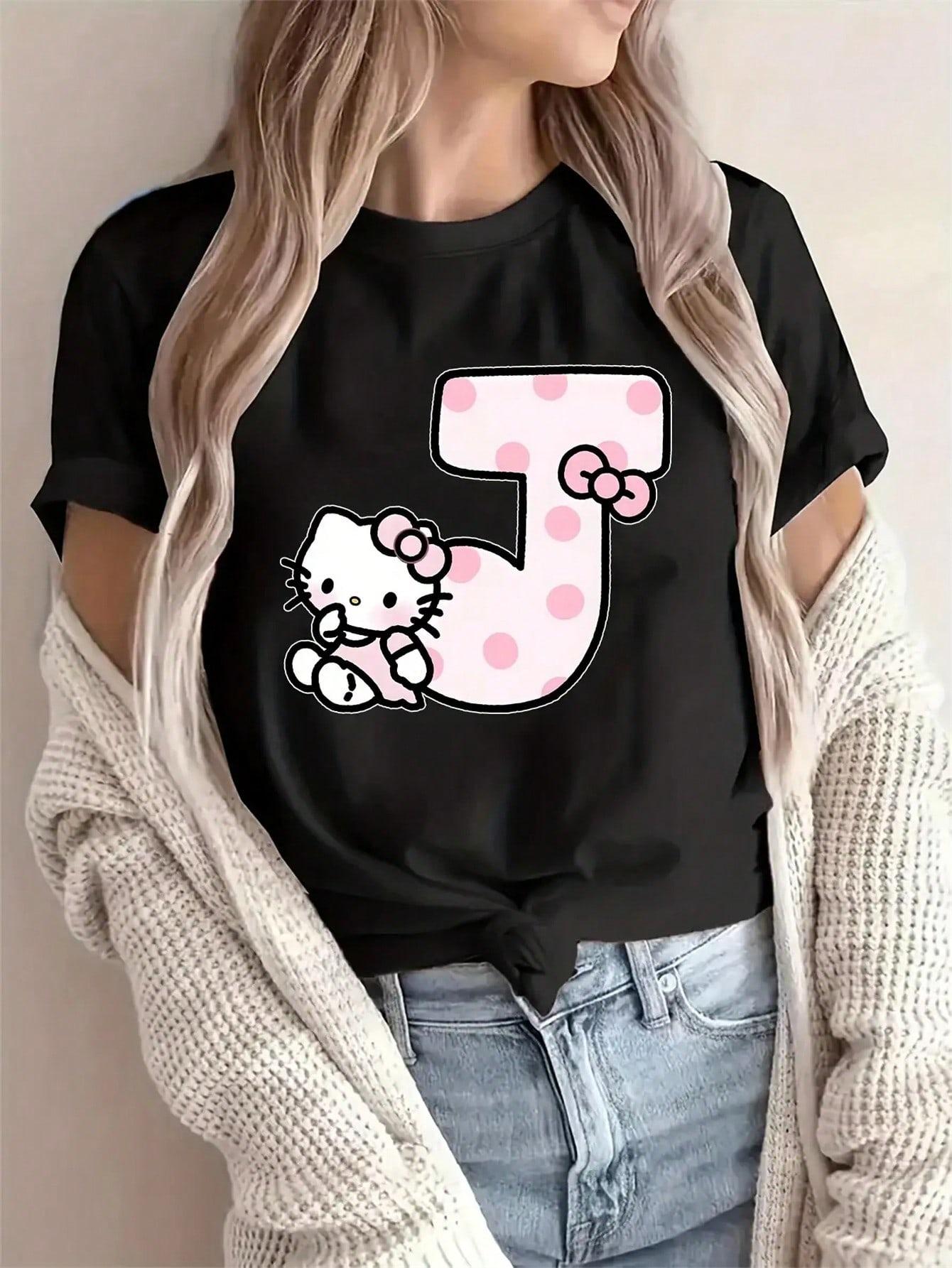

2026 Sanrio Women T Shirt Multiple Sizes Screen Print Fun Design Cotton Casual All Seasons S