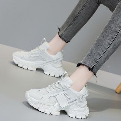 Sneakers Women's Leather Suction Film Sole New Spring Platform Shoes Heightened Versatile Niche Fashion Dad Shoes