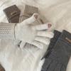 Korean High Quality Knitted Gloves for Women Missing Fingers Touch Screen Protector Gloves Simple Washable Full Finger Gloves