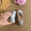 French ballet single shoes women's sweet bow red silk small leather shoes round head high heel Mary Jane single shoes women