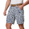 Men’s Casual Multi Pocket Cargo Shorts with Leopard Print Pattern Relaxed Fit Outdoor Athletic Shorts