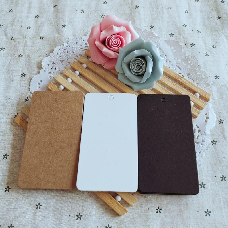 Pack Of 100 Blank Rectangular Hang Tags With Rounded Corners Paper Tags For Products And Branding Blank Kraft Paper Price Tags