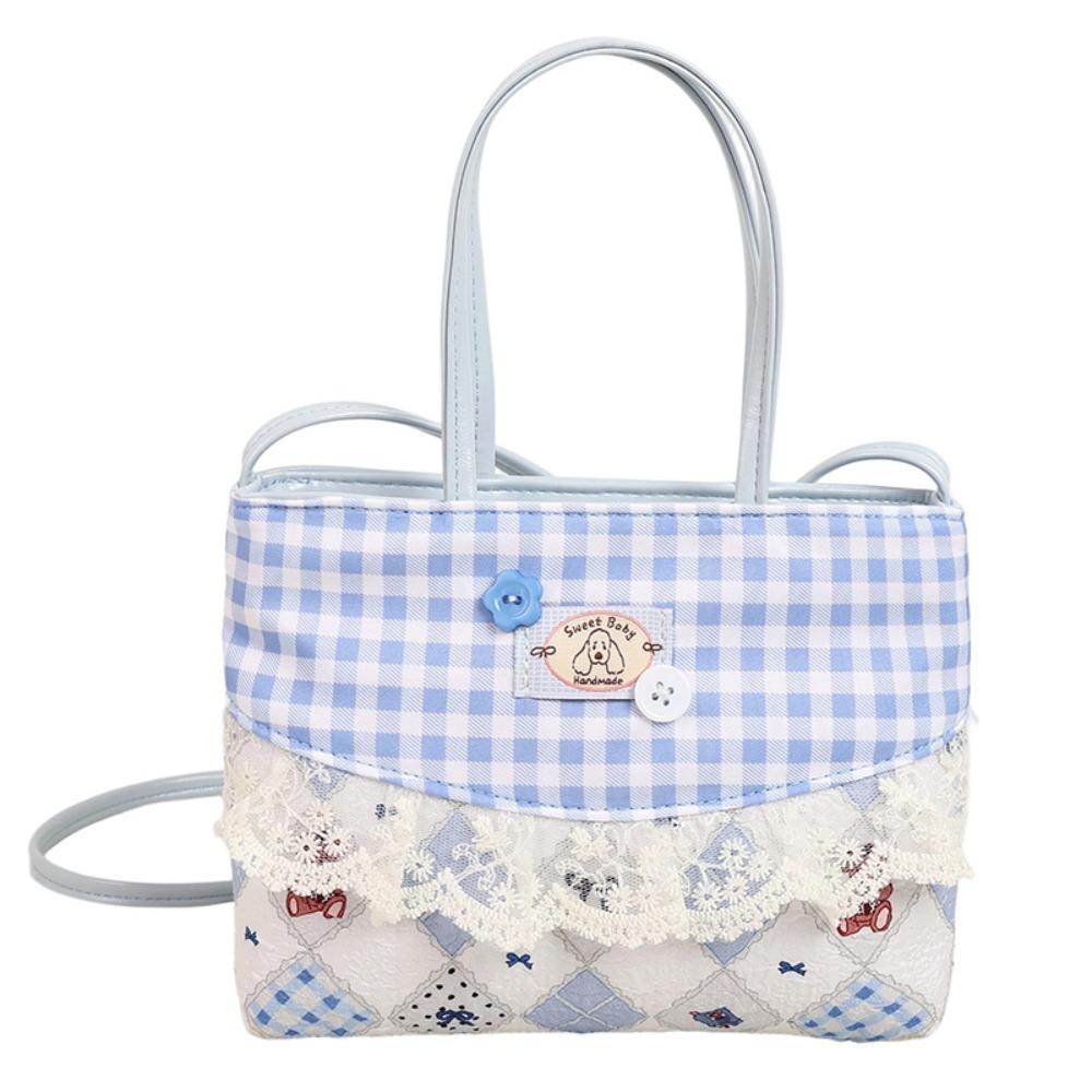 Square Bow Handbag Lace Sweet Crossbody Bag Rural Style Lattice Handbag  Gifts