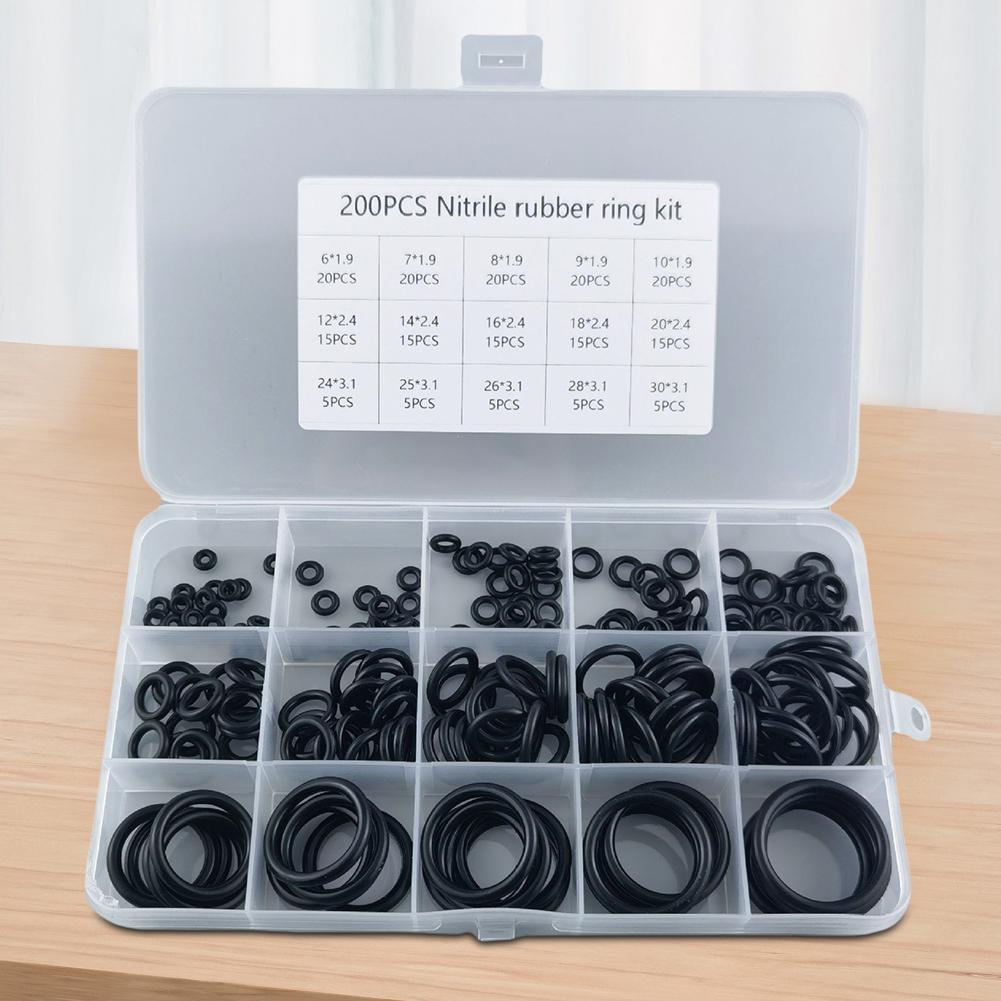 200Pcs Seal Nitrile Rubber Bands Boxed High Pressure O-Rings Repair Kit Sealing Elastic Band O Rubber Rings Set
