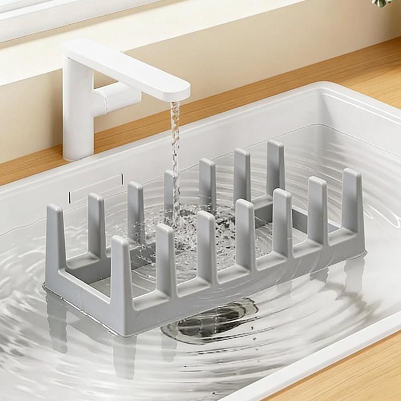 6 Slot Plastic Dish Rack Plate Holder Pot Lid Organizer Sturdy Stand for Countertop Kitchen Cupboard Storage Easy Install