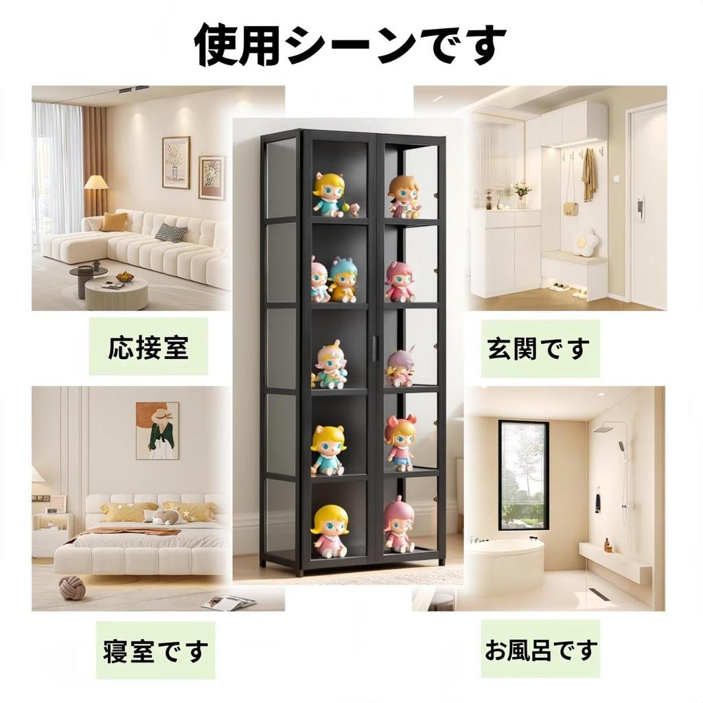 TUIYIDUO Showcase Figure Display Case Shelf Bamboo Frame Transparent Acrylic Dustproof Design Japanese Manual Included 5-Tier