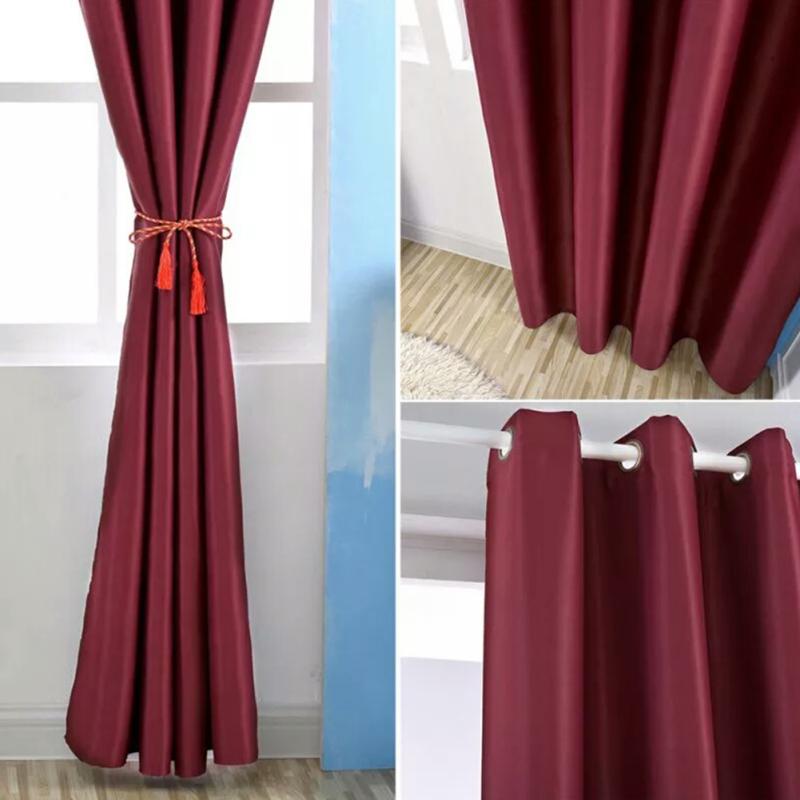 Solid Colour Blackout Curtain Elegant Drape for Home Hotel Decoration 1PC (Punching Version)
