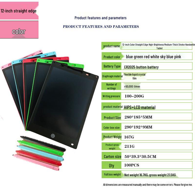 Kids' LCD Drawing Tablet - 6.5/8.5/10/12 Inch with One-Click Clear Screen