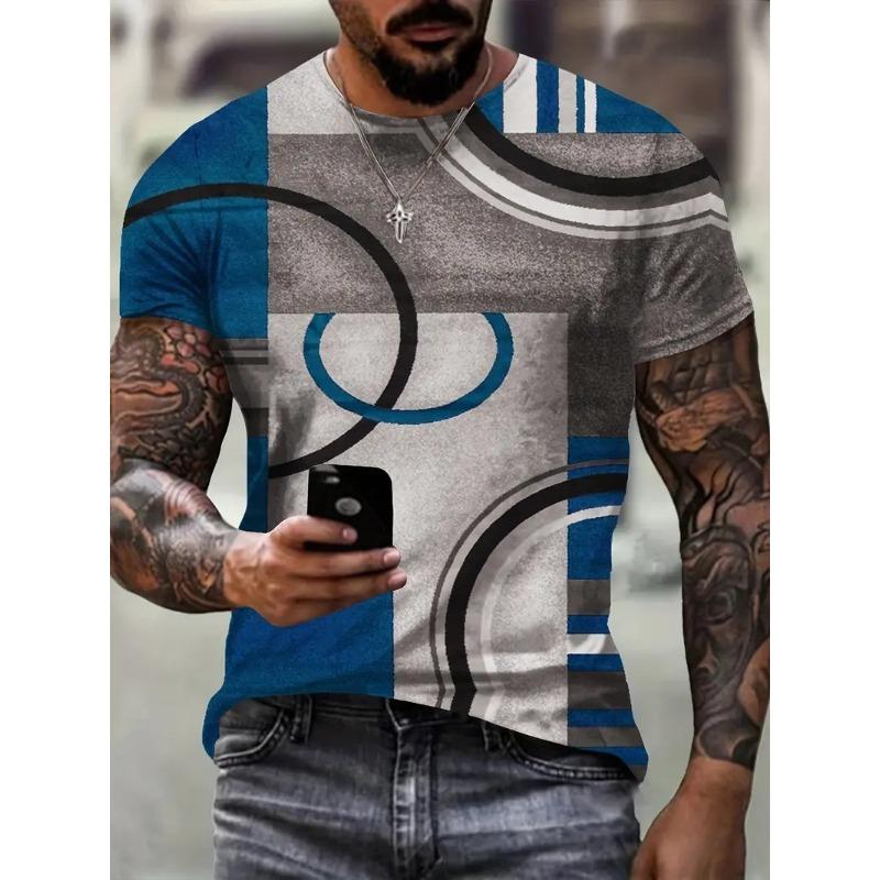 Sommermode 3D-gedrucktes Muster Bedruckte Lockere Lässige Rundhals Kurzarm T-Shirts Herren