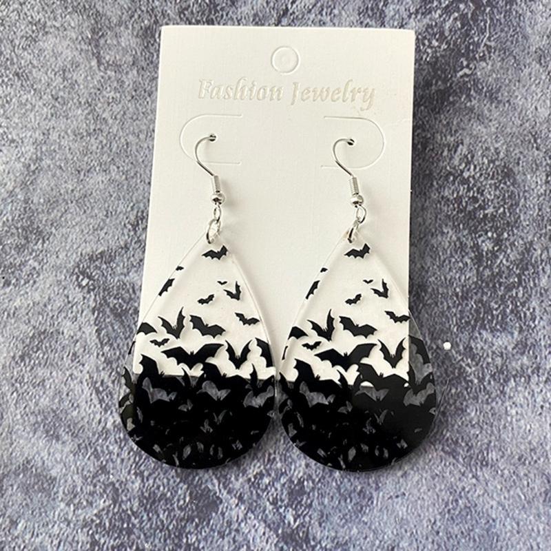 Acrylic Clear Ear Studs Halloween Bat Charm Earrings Stylish Party Gift Gothic Ear Rings Ear Jewelry for Horror Festival