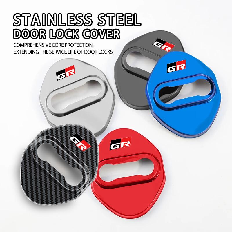 ACS2 4PCS Car Door Lock Cover Stainless Steel Protection Accessories For Toyota Crown GR Corolla YARIS Auris C-HR Hilux Vios Prius