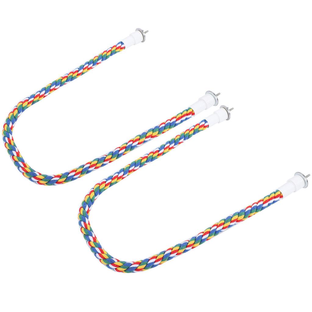 2Pcs Bird Rope Perches Brightly Colored Handmade Chew Toy Parrot Swings Spiral Stand80CM