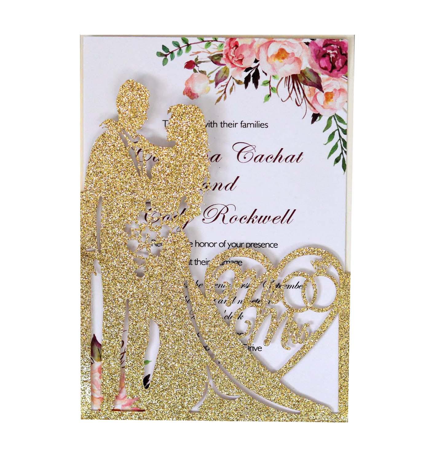 Valentine s Glitter Paper 250G Hollow-Out Wedding Invitation Card