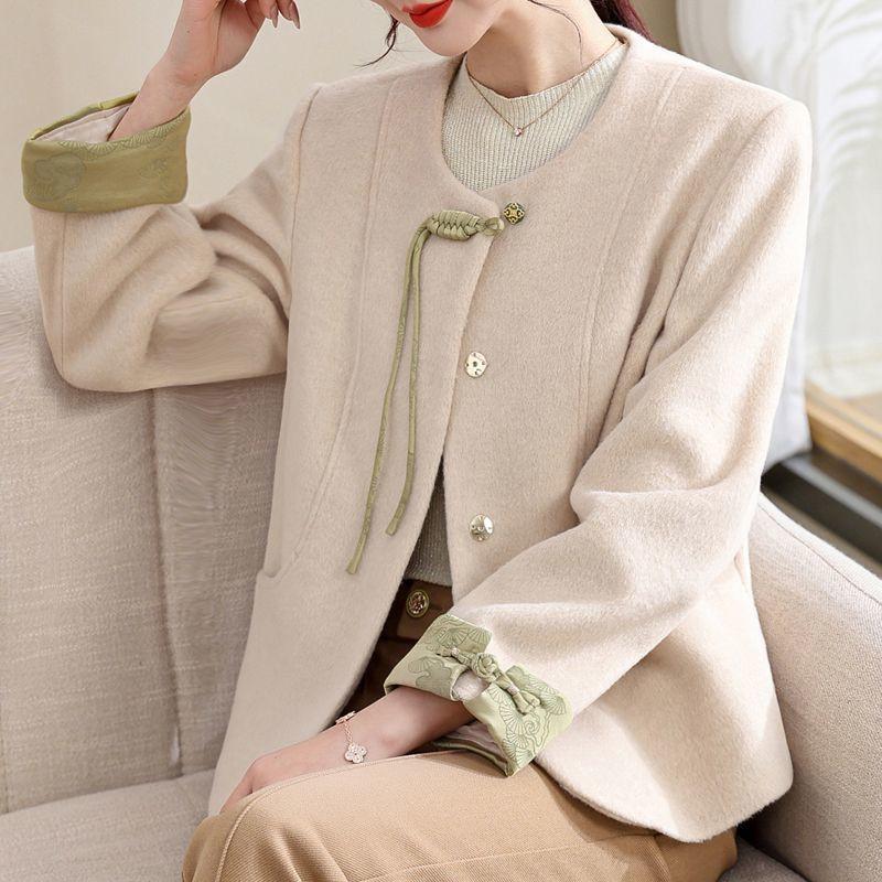 Women S New Chinese Style Woolen Coat For Middle Aged Ladies Autumn Casual