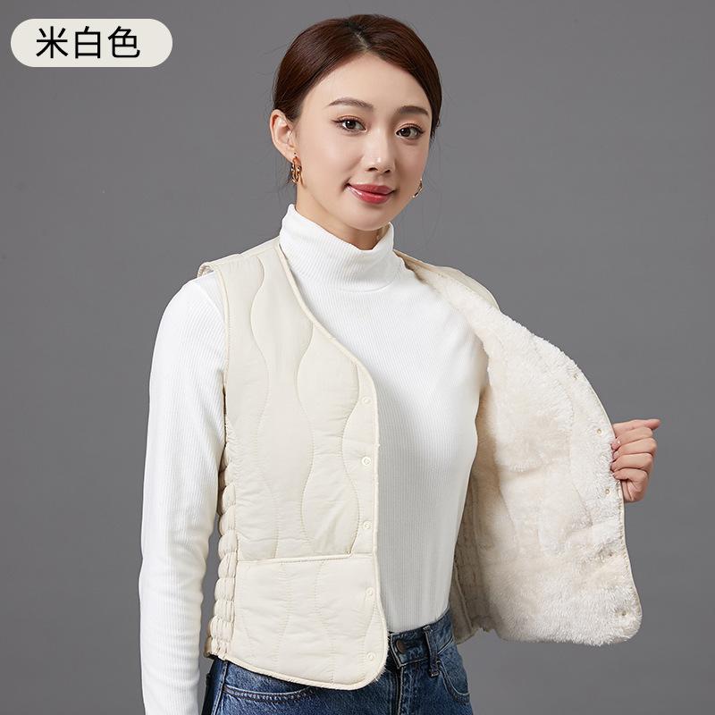 Women V Neck Sleeveless Fitted Padded Vest Winter Warm Elegant Casual