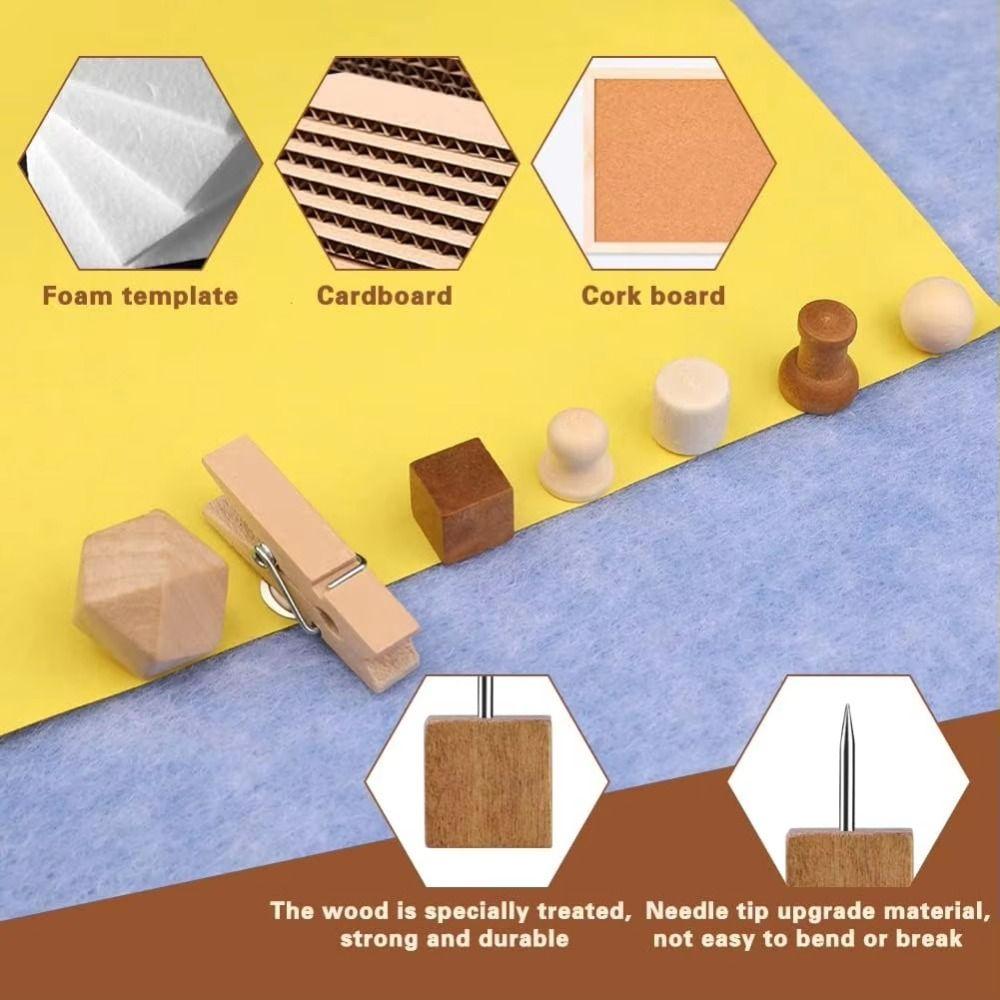 114Pcs Various Style Drawing Thumb Tacks Decorative Cork Board Thumbtack Wood Push Pins  Office