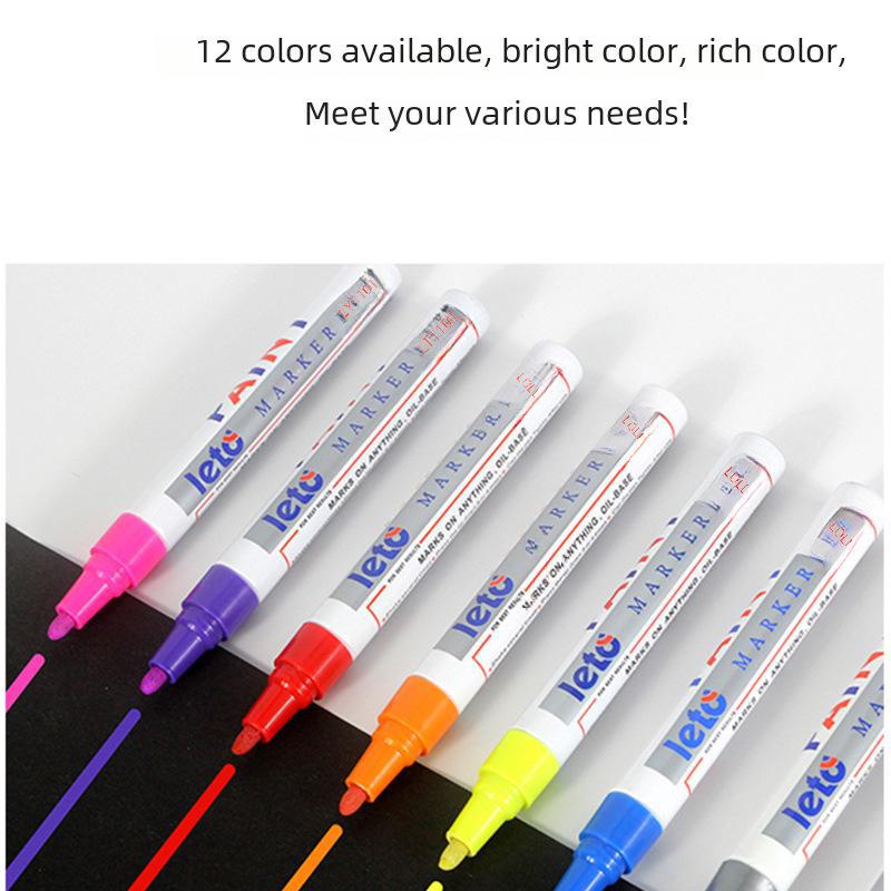 Waterproof Colored Metal Graffiti Marker: Non-Fading White Oily Paint Pen for DIY and Tire Repair