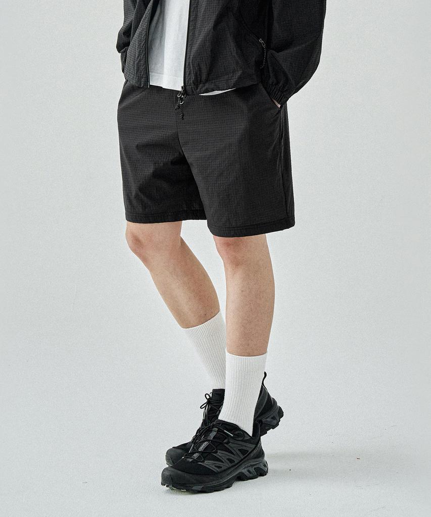 COSTUME O’CLOCK Lightcell Ripstop Elastic Waist Wide Nylon Pants Shorts Black Coospt239Black