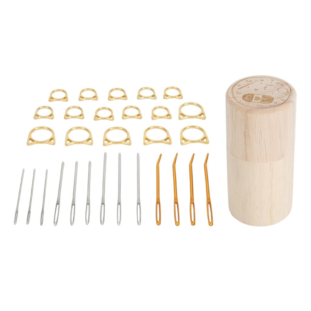 Sewing Needle Storage Bottle Wooden Holder Tube Portable Compact Case Household Supplies Carved Wool Knitting with