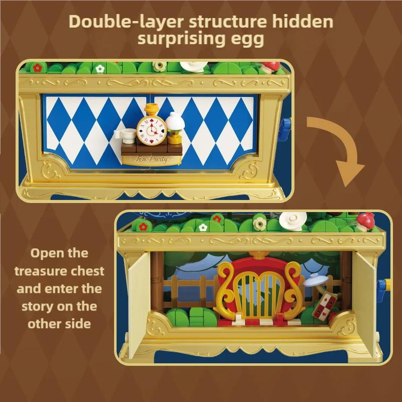 Non-Toxic Fairytale Music Box Treasure Chest Fairy Tale Scene Model Bricks Set With Mini Figure Doll Desktop Deco Kids Diy Toys Children Gifts