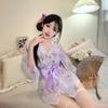 Domila Sexy Underwear Japanese Sexy Cardigan Three-point Chiffon Embroidered Kimono Hot Uniform Women's Suit