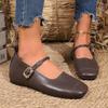 Fashion Spring/Autumn Fashion Buckle Single Women's Solid Color Model Square Toe Beautiful Casual and Comfortable Loafers