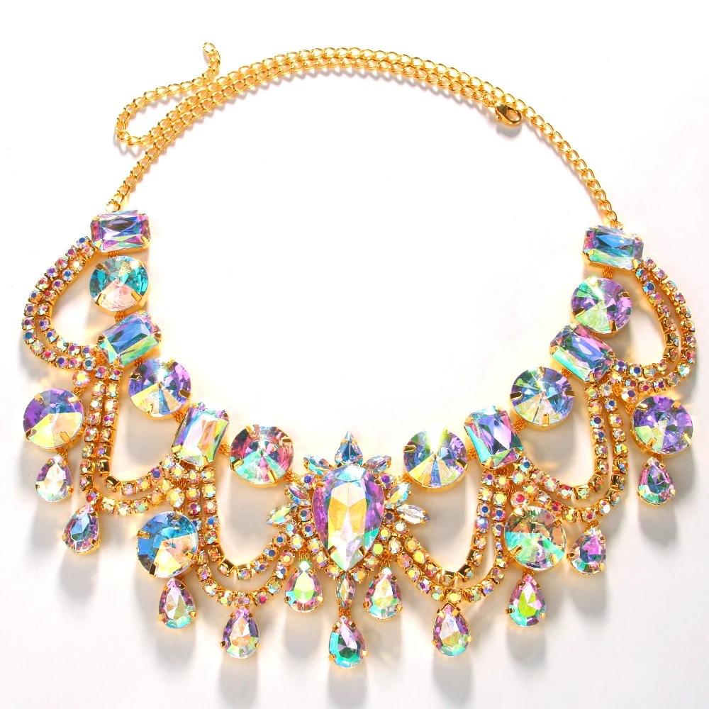 Exaggerated Large Rhinestone Necklace Style Necklace Jewelry Personality Shiny Female Collarbone Short Url Jewelry