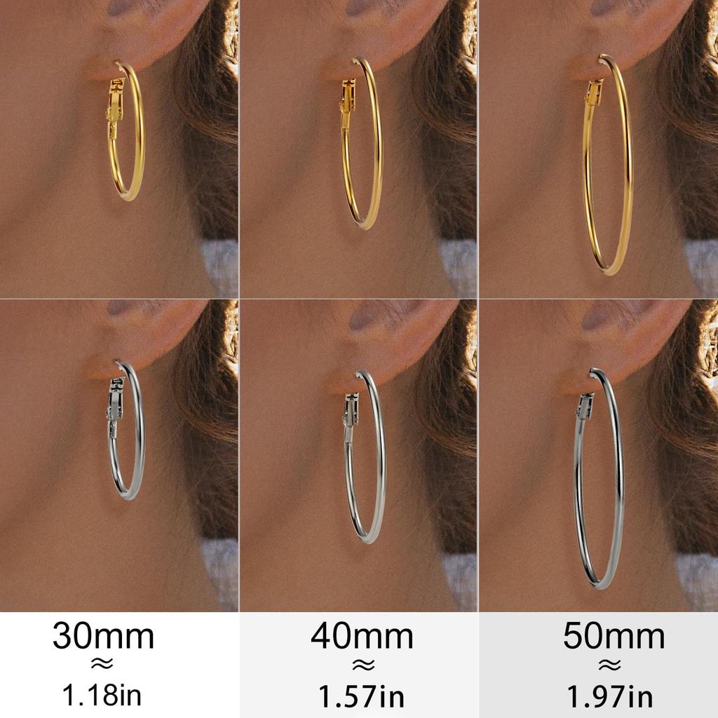 3 Pairs Hyperbole Big Gold Color Metal Hoop Earrings Set for Women Simple Round Circle Earring Female Silver Color Daily Jewelry