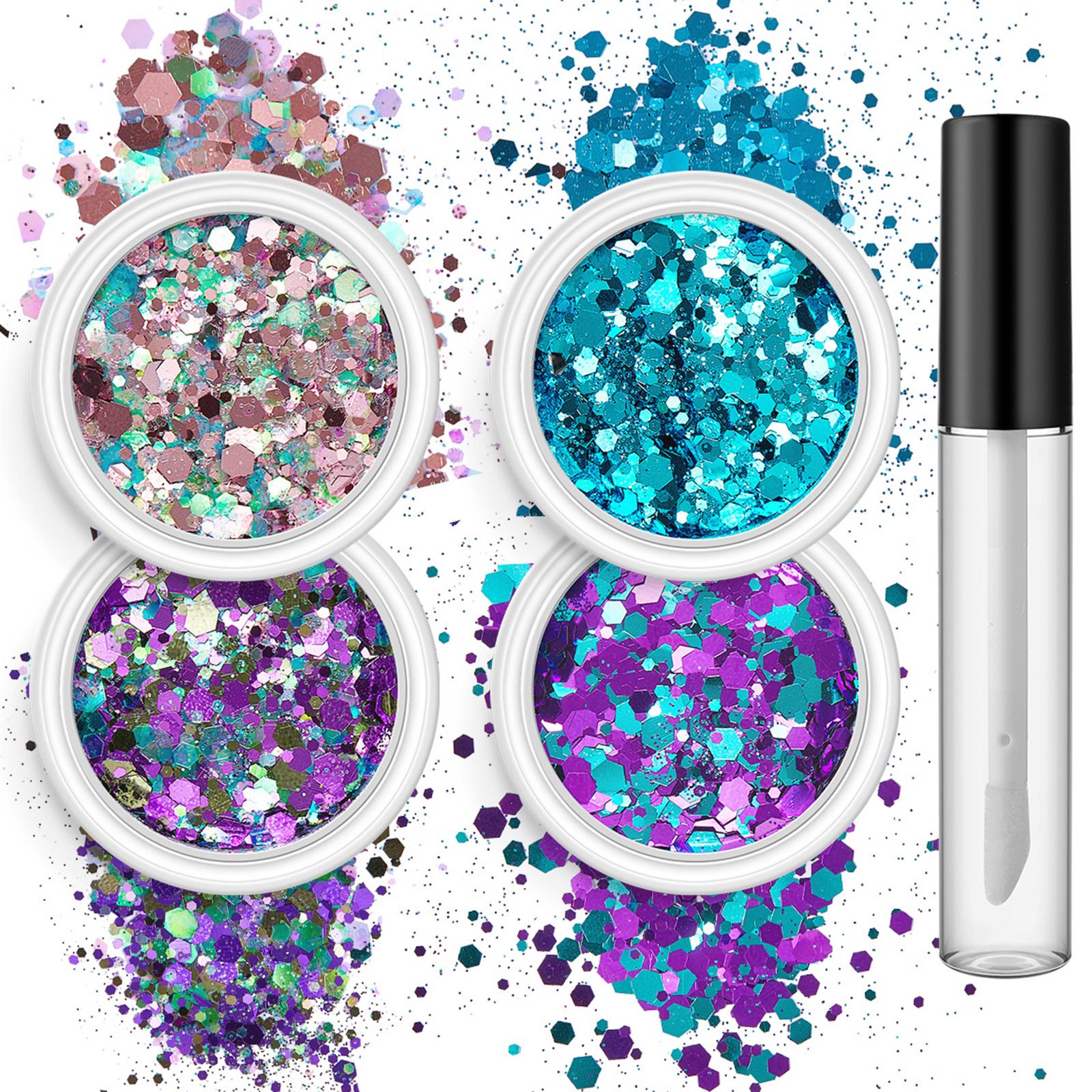 4 Box Holographic Nail Sequins Shapes Mixed Nail Glitter Manicure Decorations Glitter Sets for Nail Art Craft Makeup