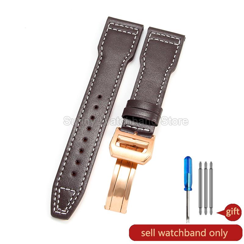 Coffee Black 20 21 22mm for IWC Portofino Le Petit Prince Portugieser Cowhide Watch Band Special Interface Needle Buckle Durable