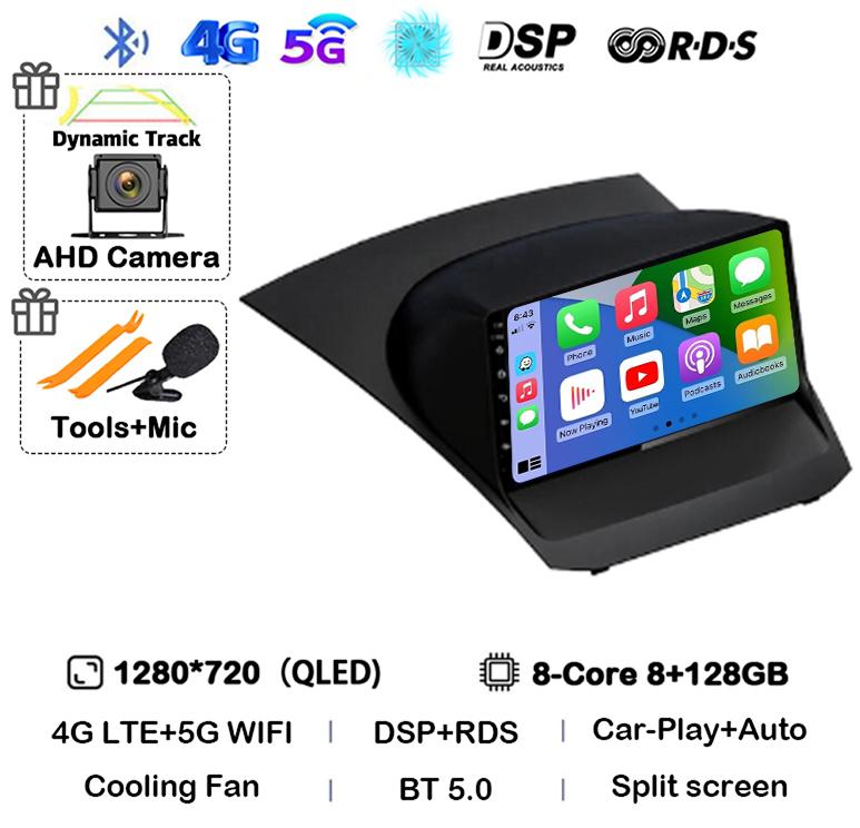 Android13 Carplay Auto For Ford Fiesta Mk 6 2009 2010 2011 2012 2013 2014 -2018 Multimedia Car Radio Player WIFi+4G DSP GPS 2DIN