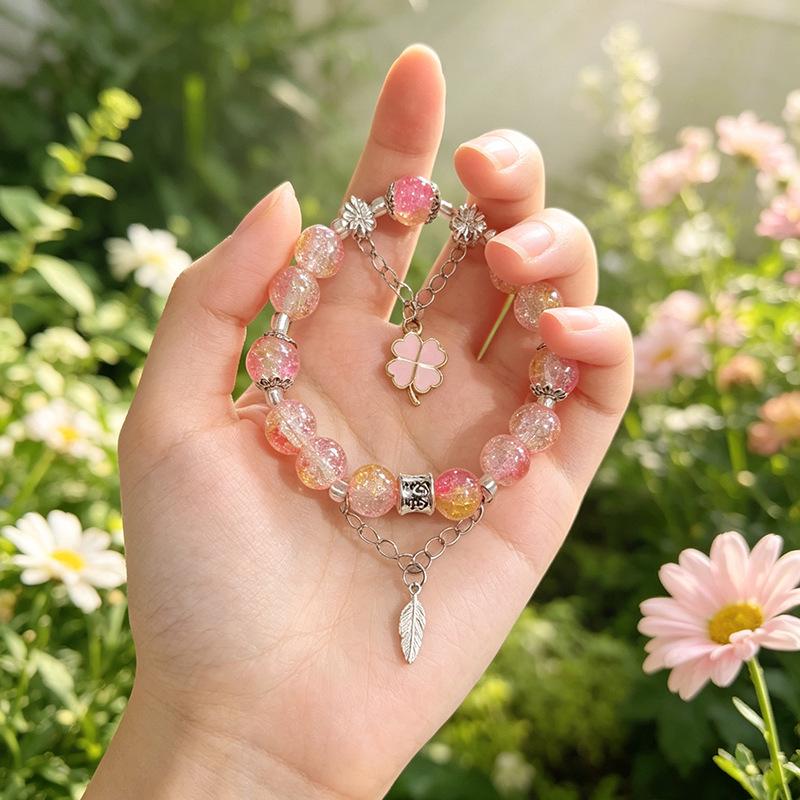 Summer Special Two-Tone Glass Beads Floral Bracelet – Luxurious & Soft Design for Women and Students