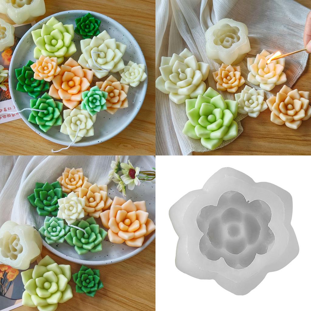 Succulent Plant Candle Gypsum Mold Nonstick Aromatherapys Silicone Molds Desktops Ornament Mold Home Decoration Molds