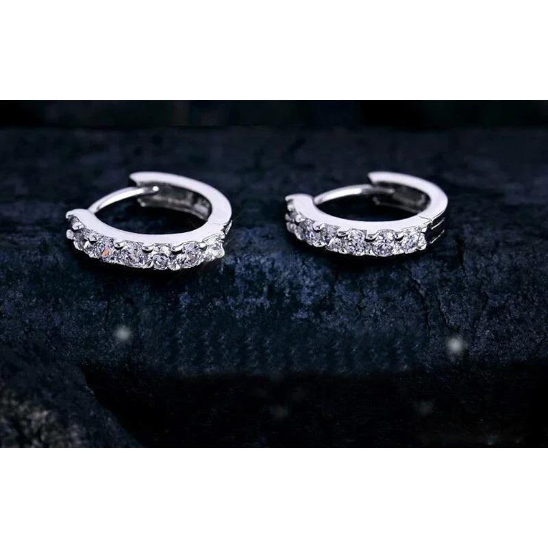925 Sterling Silver Earrings Luxury 10mm Circle Zircon Hoop Earring for Grils Woman Wedding Party Jewelry Gifts