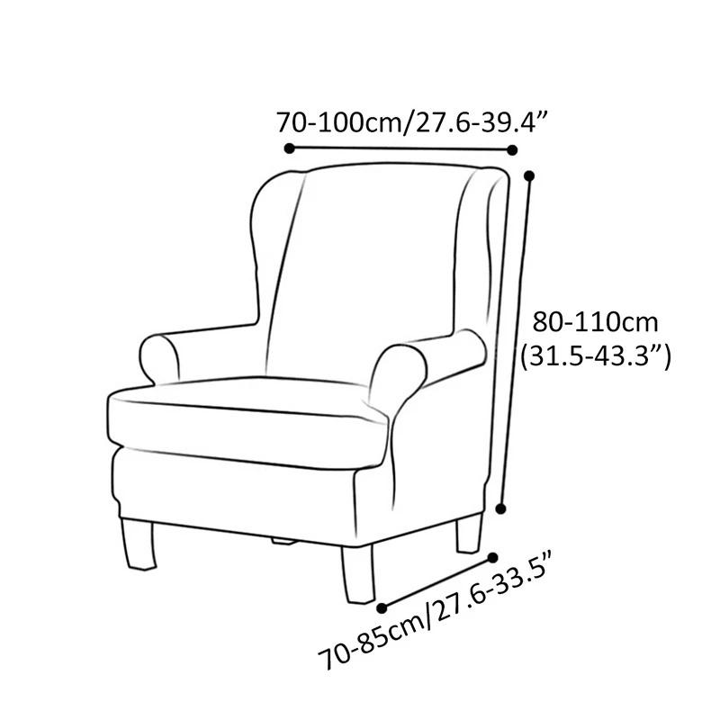 Sell -Nordic 2pc /Set Arm King Back Sofa Chair Cover Elastic Armchair Wingback Wing Dining Sofa Back Chair Cover Stretch Protector