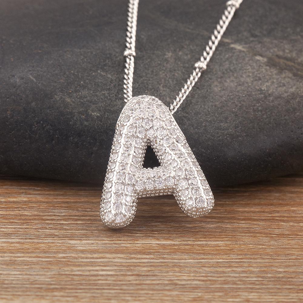 Nidin Vânzare Fierbinte Pavé Cristal Zircon A-Z Litere Colier cu Pandantiv Inițialele Numelor Cuplurilor Alfabet Bijuterii Cadou Fin