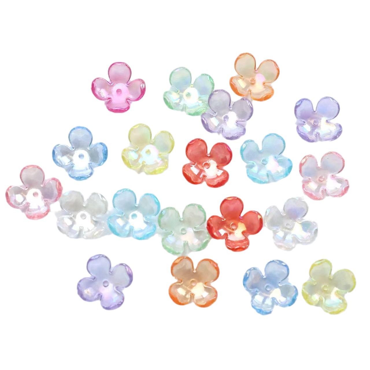 Iridescent AB Four-Petal Flower DIY Jewelry Accessory Jelly зелёный
