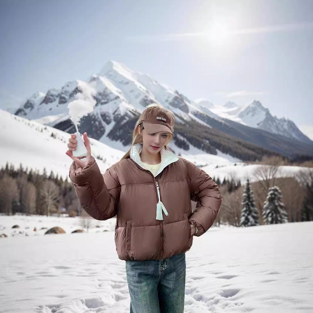 

2024 Down Cotton Jacket Women s Fluffy New Short Fashion Foreign Style Stand Collar Korean Version Thickened Cotton Jacket Tide M [recommended below 52.5kg] чёрный