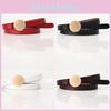 Womens Slim Leather Belt For Dress With Circular Snap Button Design For Business And Casual Looks