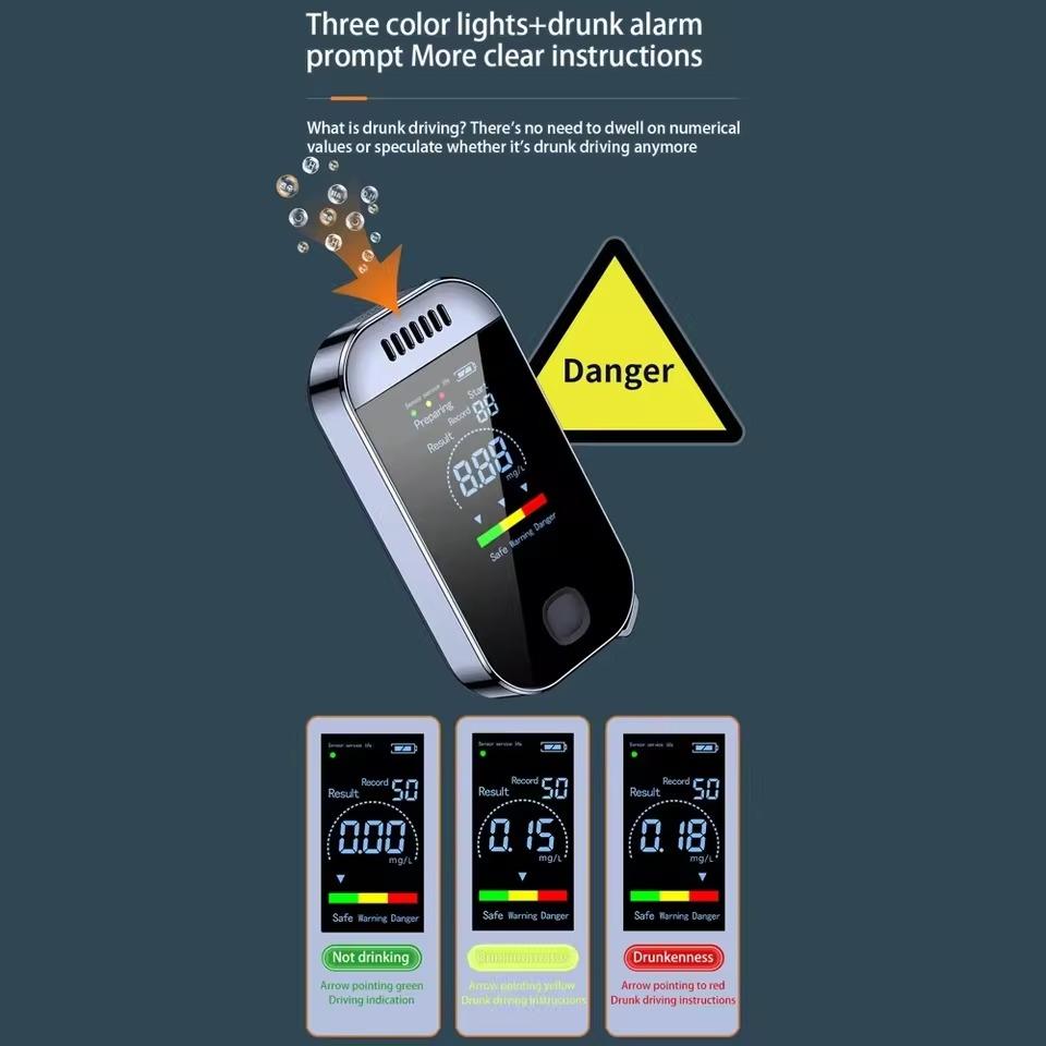 Digital Breath Alcohol Tester Gas Detector Professional Breathalyzer With LCD Display USB Rechargeable Electronic Alcohol Tester