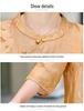 Chinese Style Summer Women's Round Neck 3/4 Sleeve Printed Top for Middle-Aged & Elderly