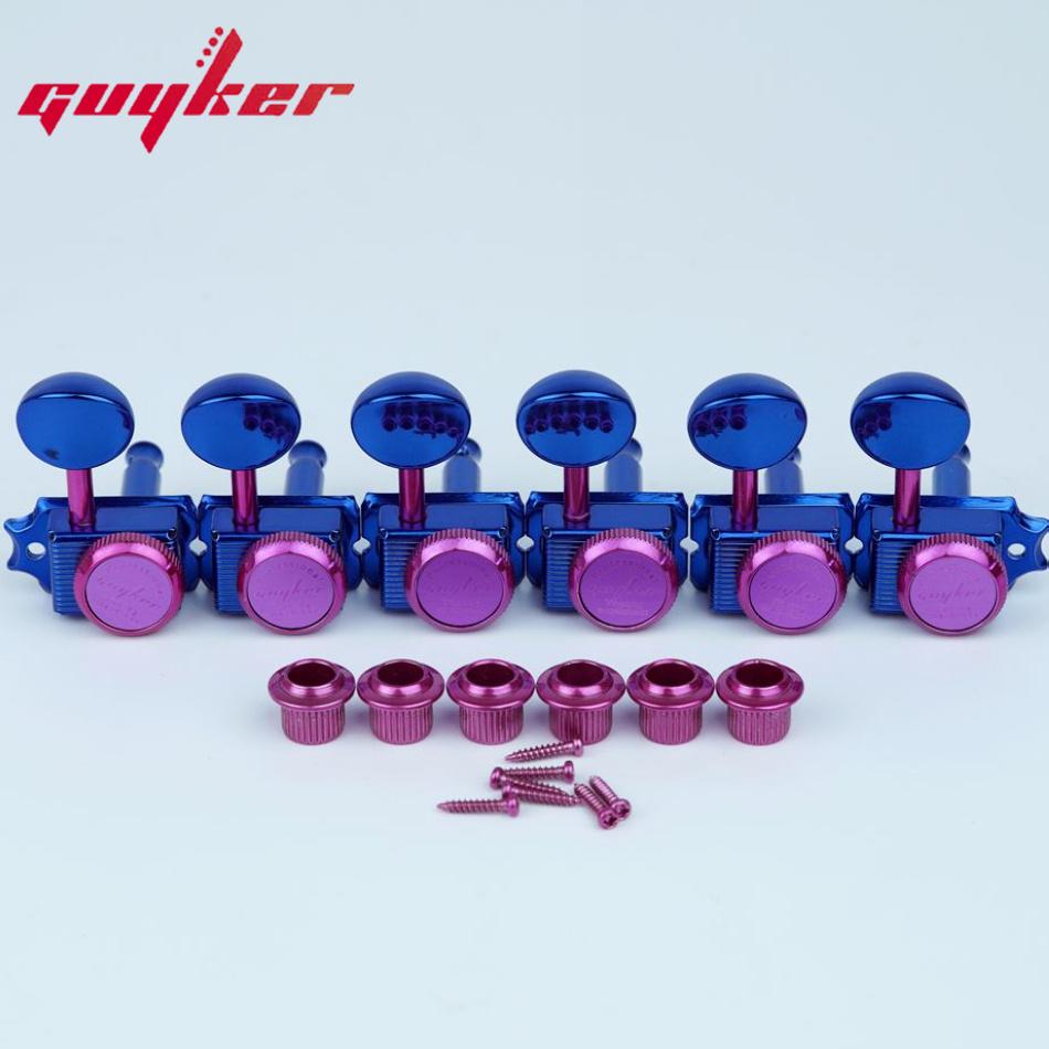 Guyker Vintage Style Locking Tuning Machines 6R Set For Right-Handed Guitar - Dopamine Color St Tl