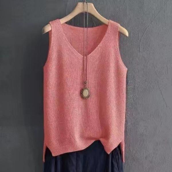 Spring/Summer Women's Knitted Ice Silk Sleeveless T-shirt New Style Strap Tank Top with Undercover