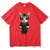 Leon Kennedy Kitty Tshirts Cartoon Funny Graphic Clothing Summer Trendy Pure Cotton Tees Harajuku Fashion Unisex T Shirts