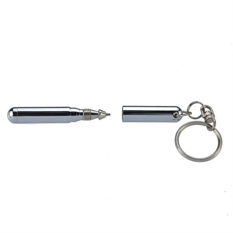 Edelstahl Teleskop-Werkzeug Stift Multifunktionaler Metall Schlüsselanhänger Kugelschreiber Zeichen Silber Stift Form Schlüsselanhänger